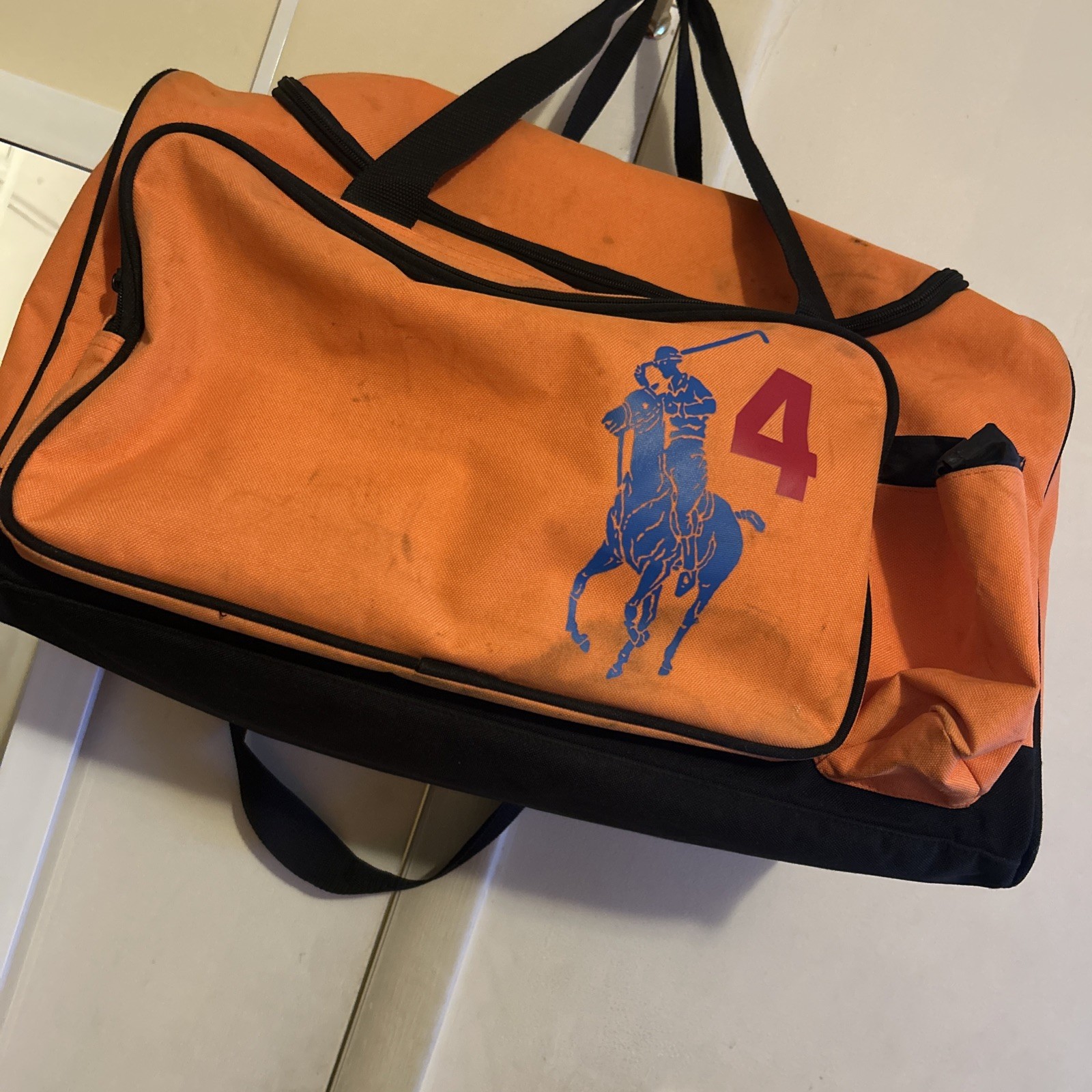 RALPH LAUREN POLO SPORT ORANGE ZIP UP GYM/DUFFLE BAG w Adjustable Strap HT