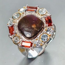 Handmade ring Natural Ammolite Ring 925 Sterling Silver Size 8 /R447431