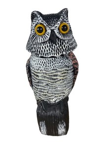 Bird Owl to Frighten Birds,Fake Owl Statue Decoy,Plastic Owl Scarecrow with Rota