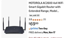 Motorola AC2600 4x4 WiFi Smart Gigabit Router - Refurbished