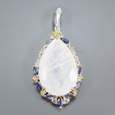 Handmade 45 ct+ Natural Moonstone Pendant 925 Sterling Silver /NP55012