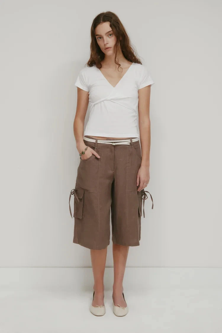Women's Sila Linen Tie Short, Kotn, size 10