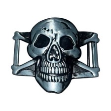 Silver Metal Skull Gothic Interchangeable Belt Buckle for Men