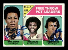 1975-76 Topps ABA Leaders #224 Mack Calvin & Dave Robisch signed autograph  EX b