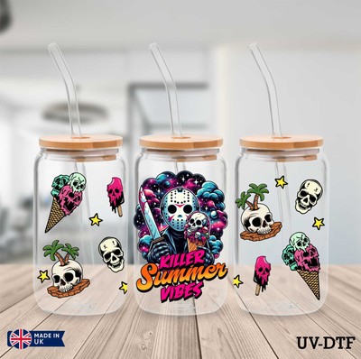 Jason Voorhee Horror UV DTF Aufkleber - 16oz Libbey Dose Glasfolie zp465