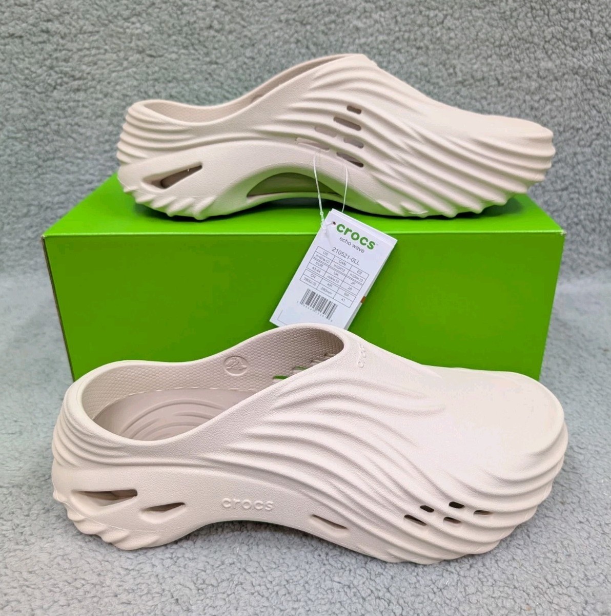 Crocs Echo Wave Clogs Men\'s Sz 11 Almond Tint Slip On Lightweight Slipper Shoes Crocs Echo Wave Clogs Mens Size 12 Almond Tint Beige Brown  main image 2