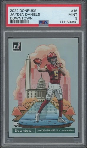 2024 Panini Donruss Downtown! #16 Jayden Daniels SSP RC Rookie Mint PSA 9