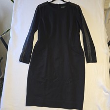 Lauren Ralph Lauren Women's Black Sheath Knee Dress Long Sleeve size 12 