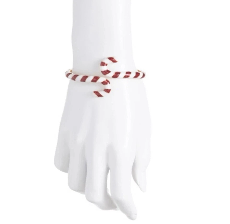 NUEVO Brazalete Brazalete Bisagra Bypass Bastón Caramelo Vacaciones Betsey Johnson Navidad Foto 2 de 2