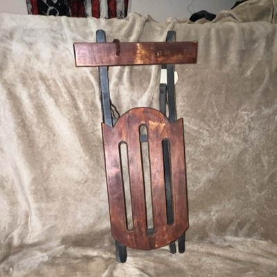 Traditional Wood & Metal Sled Brown Black Winter Sports Sledding 1980s 