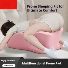 (Pink) Ergonomic Wedge Prone Pillow, Bed Pillow for Boob Back Neck  Leg Pain