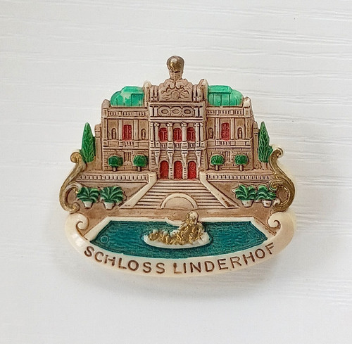 Vintage 1940s Schloss Linderhof German Palace Pin Celluloid Allied Occupation
