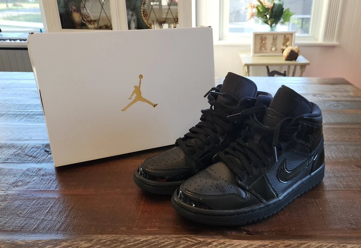 Jordan 1 Patent Mid Triple Black W for sale | eBay