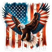 Bald Eagle American Flag - Vinyl Decal Sticker - Car Window Laptop - 96