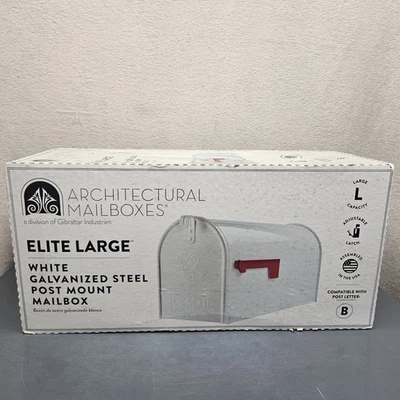 Architectural Mailboxes Elite Large White Galvanized Steel Post Mount 10.9X22.6" - Image 1 of 4