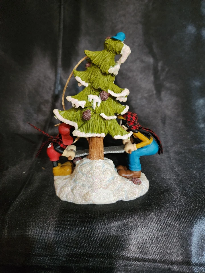 Retired Ceramic Walt Disney Mickey & Goofy Cutting Christmas Tree Ornament - Image 2 of 4