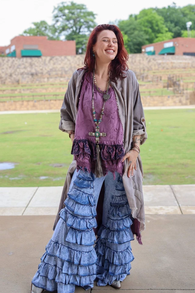Jaded Gypsy Ruffle Up High-Lo Top in Purple - Image 3 of 4
