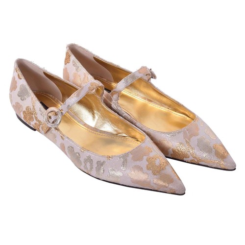 Dolce \u0026 Gabbana Lurex Jacquard Mary Jane Ballerinas Shoes Bellucci Gold  06753 | eBay
