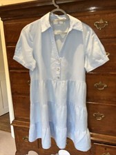 Zara Light Blue Linen Dress Size Xs