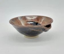 Handmade Studio Art Pottery Chawan Japanese Tea Bowl Bohemian Earthtones ~Signed