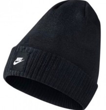 Nike Mens Knit Woolly Beanie Hat Cuffed Futura Unisex Black One Size Fits All