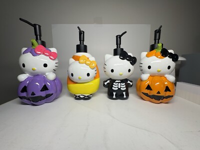 Hello Kitty Halloween Costumes Soap Lotion Pump Dispensers Set Of 4 Brand New