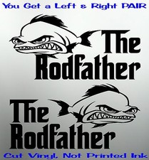 Fishing Rod Boat Tinnie Tackle Box 4x4 Funny Car Stickers RODFATHER  200mm PAIR