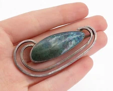 925 Sterling Silver  Vintage Eilat Stone Dark Tone Swirl Brooch Pin  BP2268
