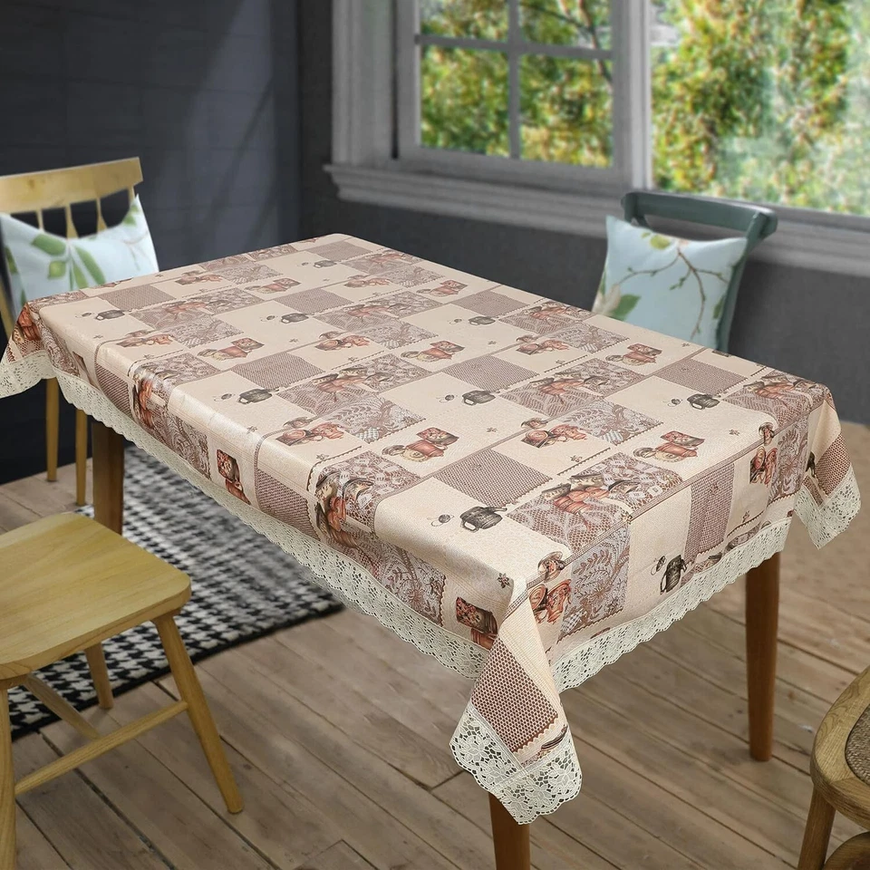 Thick PVC Dining Table Cover, 6-8 Seater 60 X 90 Waterproof Table Cloth US - Image 4 of 4