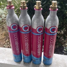 SodaStream Soda Stream CO2 Cylinders 60L Quick Connect Pink Lot of 4 Used Empty