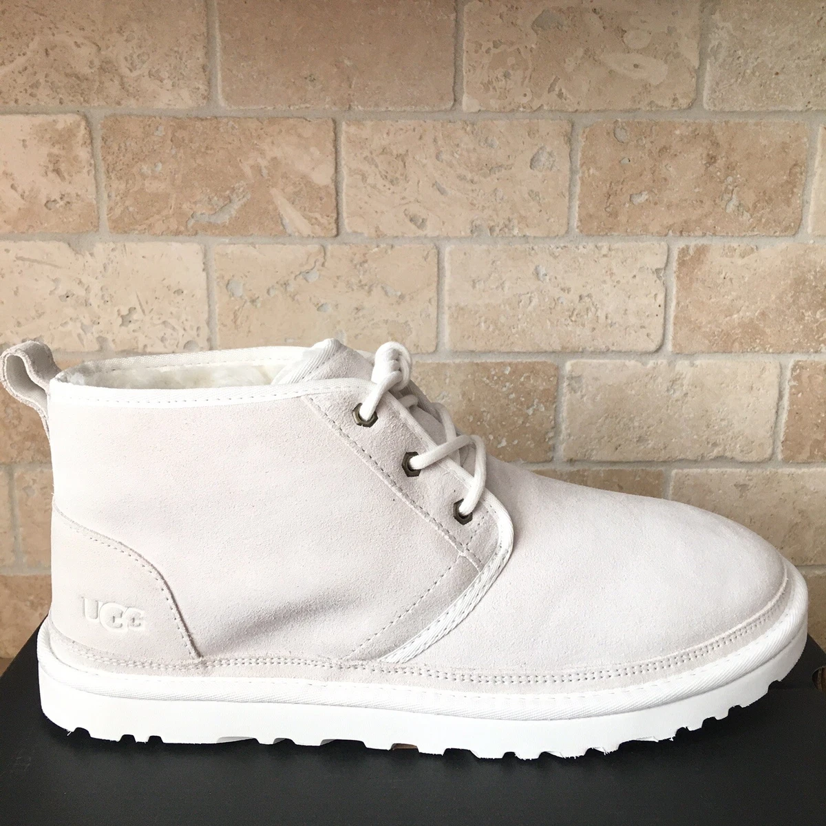 UGG Neumel White Suede Sheepskin Chukka Ankle Boots Shoes Size US