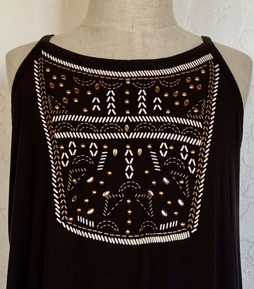 VESTIDO NEGRO LOCO 8 NIÑAS, DOBLADILLO PAÑUELO, TACHUELAS Y PEDRERÍA, L(10-12) Foto 3 de 3