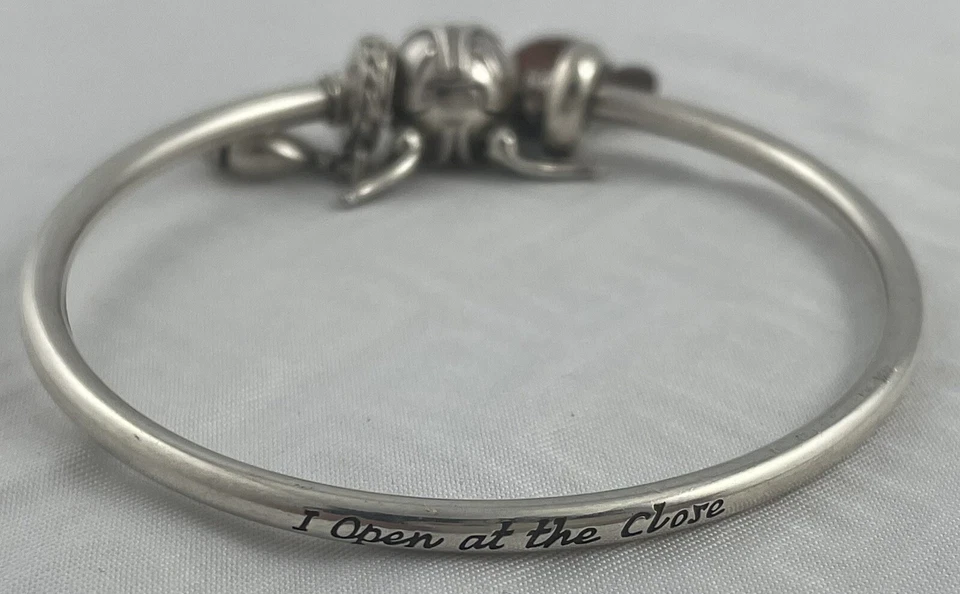 Pandora Ale Authentic Sterling 925 Rare Bangle w/Wings Plus 2 Charms - Image 3 of 4