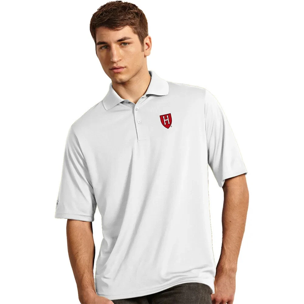 NWT Harvard Polo Shirt Size L Antigua Exceed Embroidered Crimson White Mens