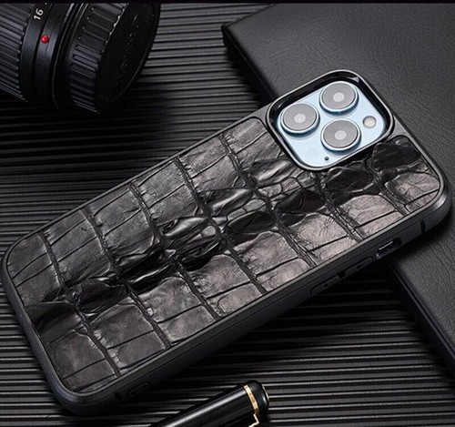 Genuine Crocodile Leather Case for iPhone 16 Pro Max 15 Alligator Military Cover - Picture 21 of 22