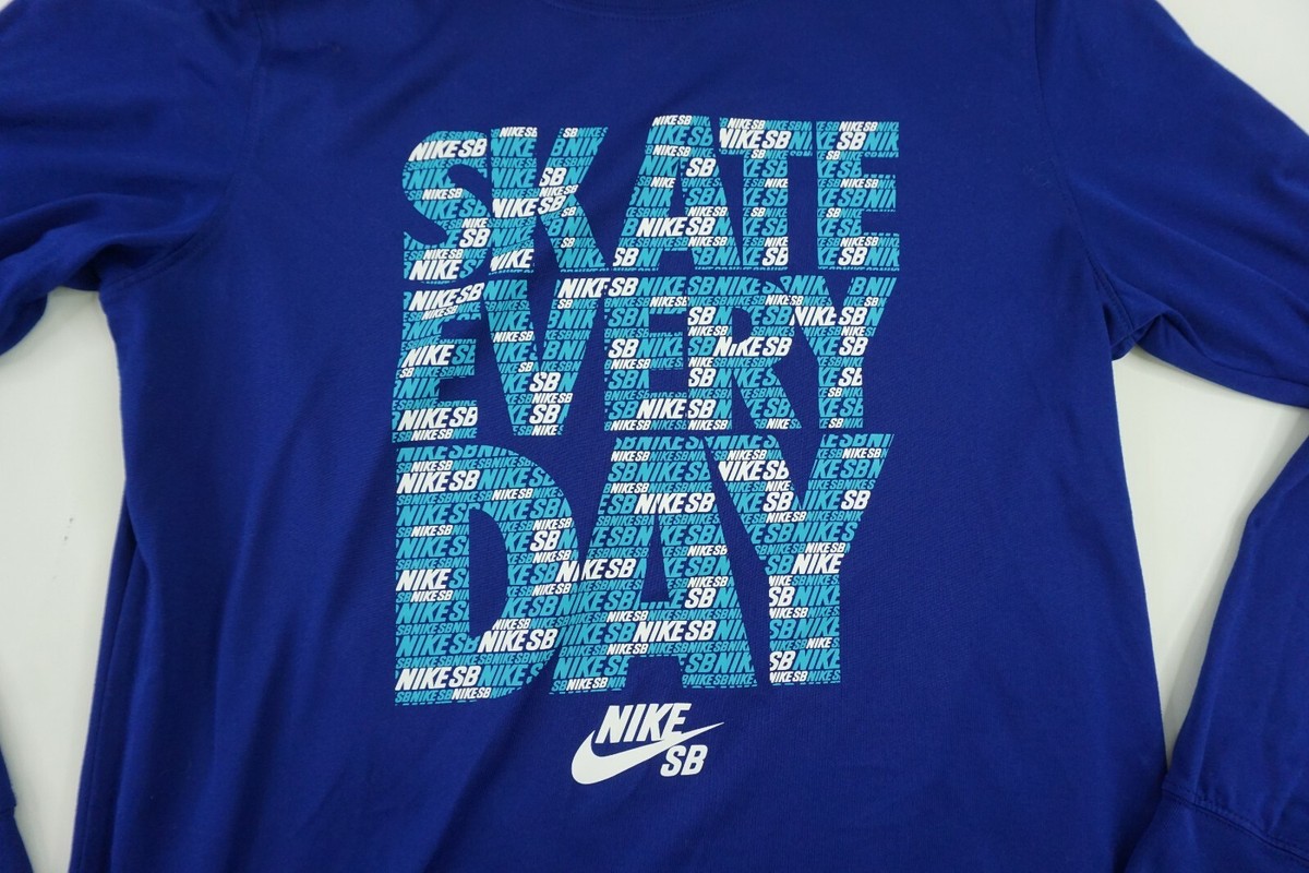 Nike SB Dri-fit Shirt Mens Small Blue Long Sleeve Pull Over Skate