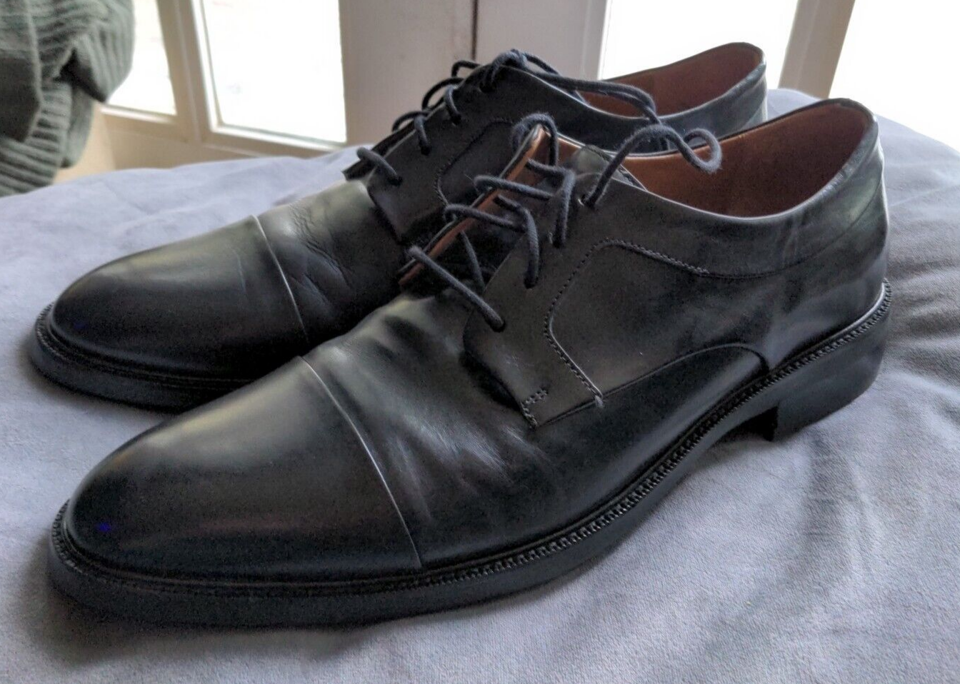 SAOLA Scarpe da uomo nere in pelle Cole Haan Warren Cap Toe Oxford taglia 10 C20155