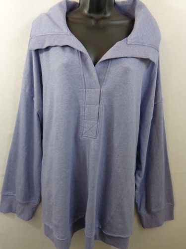 Westbound Blouse Women's 3X Blue Pullover Long Sleeve Heavy Weight Pockets New - Picture 2 of 14