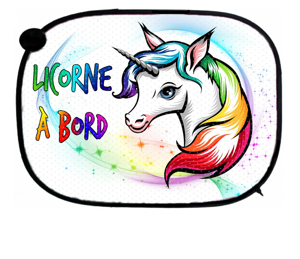 Pare soleil pour voiture licorne a bord personnalisé prénom au choix réf 05 - Photo 1/1