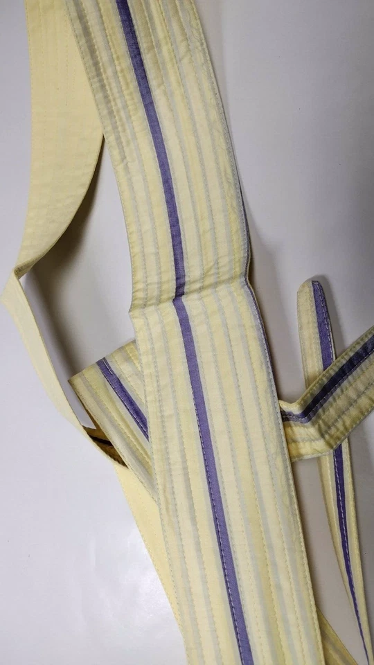 Cinturón Faja Seda Amarillo Vintage Ancho Boho Hippie Rayas Azules Sin Stock Años 70 Foto 3 de 4