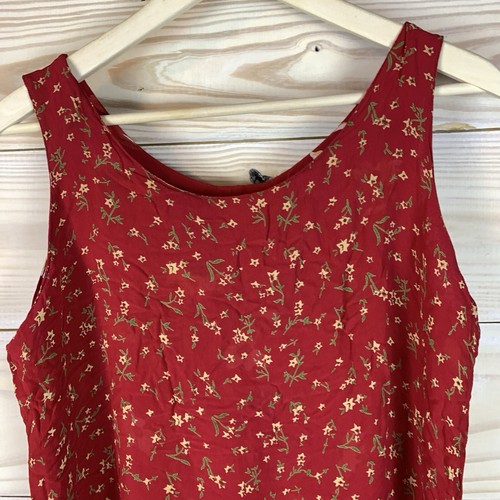 Stonebridge Dress Vtg 16 Reversible Red Floral Midi Sleeveless Shift Cottage - Picture 4 of 15