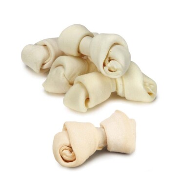 Natural Rawhide Dog Bones Dental Treats Long Lasting Knotted Beef Chews 8'' - 9''