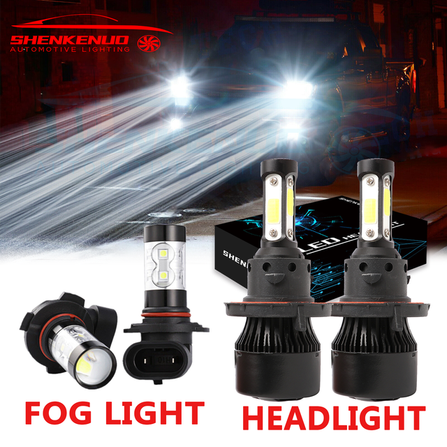 6000K LED Headlight Hi/Lo + Fog Light Bulbs 4Side For Ford F150 2012