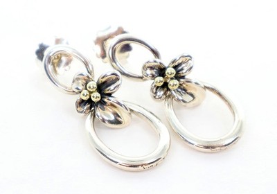 Vintage Ann King 925 Sterling,14k & 18K Gold Orchidee Ohrhänger