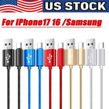 Braided USB C Type C Charger Cable Fast Charger for iPhone 17 16 /Samsung Lot