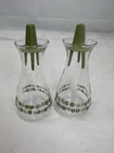 Vtg NOS Pyrex Spring Blossom Crazy Daisy Green Salt & Pepper Shakers Set Glass