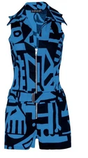 Bam Bam Fashion Women’s Playsuit Short Romper Size Small Black and Blue