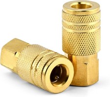 1/4" Brass Female Industrial Coupler - Air Hose Fittings 2 Pack