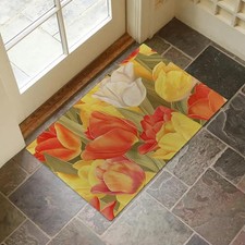 Colorful Tulip Indoor Door Mat for Entryway, 17x29.5 Inch, Vibrant Floral