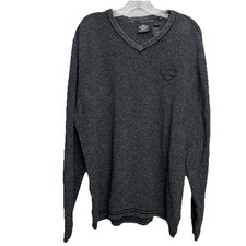 Vintage Harley-Davidson Gray V-Neck Sweater Men  s XL 100 Cotton Motorcycle